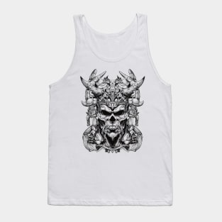 Line Art Skull Head Warrior - Light Version Tank Top